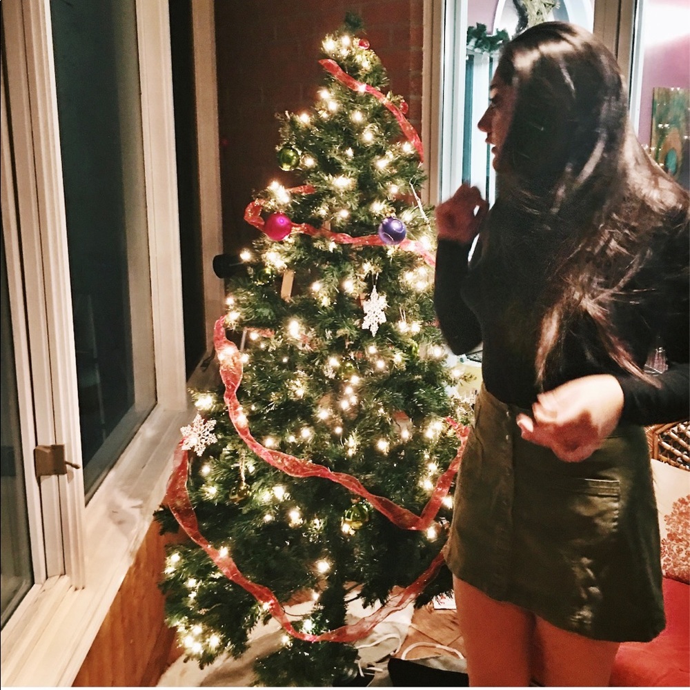 Denim Olive Green Skirt